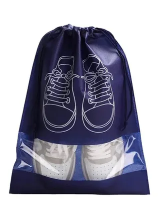 Black Shoe Bag Waterproof Dustproof Shoe Bag with Transparent Window Drawstring for Gym Travel 