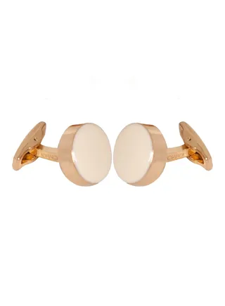 Round Gold White Cufflink 