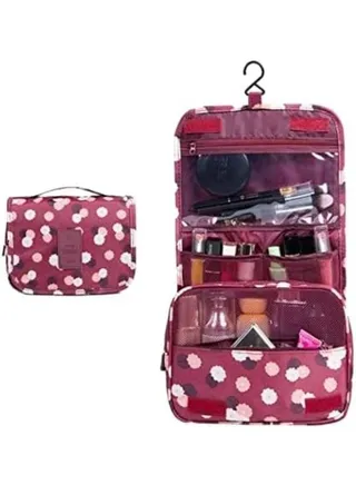 Travel Hanging Cosmetic Bag Waterproof Toiletry Bag Multifunctional Toiletry Bag for Women and Girls (Burgundy) 