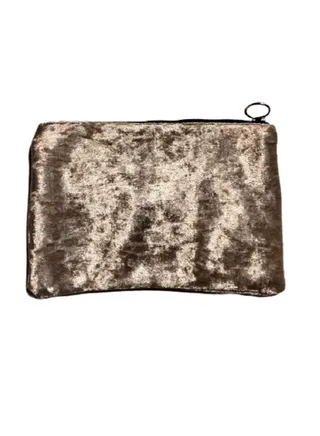 BEIGE VELVET MAKEUP BAG 