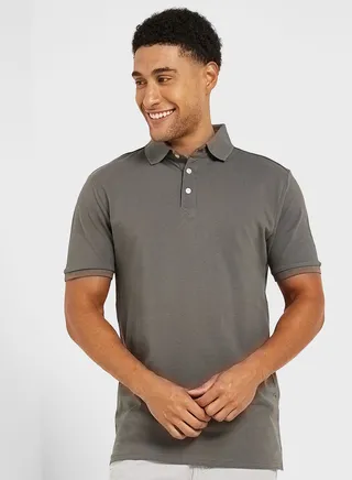 Mens Short Sleeve Polo Button Up Shirt 