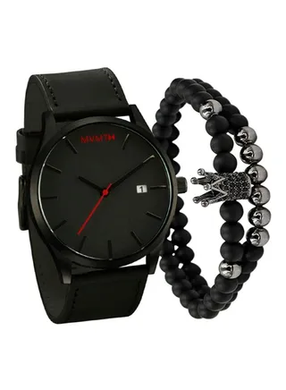 Men's 3-Piece Analog Quartz Watch And Bracelet Set NNSB03702699 