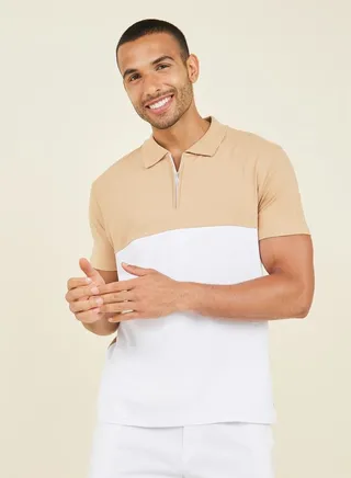 Colorblock Compact Jersey Regular Polo with Flat Knit Collar 