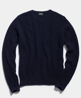 Italian Recycled Cashmere Crew in Blue