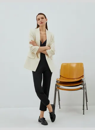 3/4 Sleeve Pocket Detail Blazer Jacket