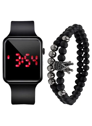 men 3-Piece Digital Watch And Bracelet Set 2693 