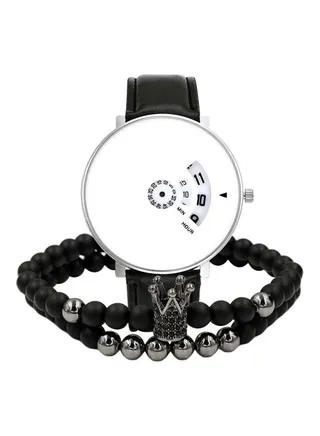 men 3-Piece Pointer Display Analog Watch With Bracelet Set NNSB03702711 
