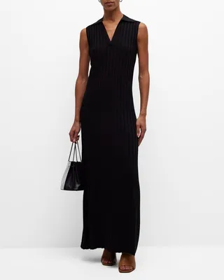 Sleeveless Ribbed A-Line Maxi Dress
