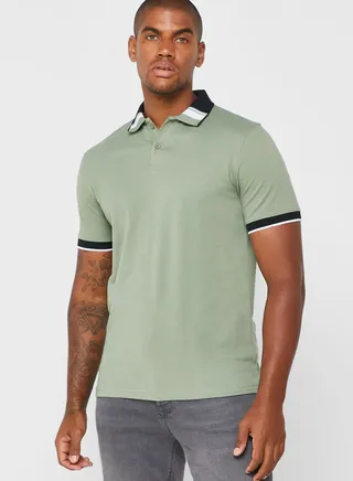 Contrast Collar Polo Shirt 