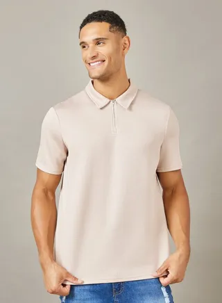 Premium Two Tone Check Textured Knit Oversized Polo 