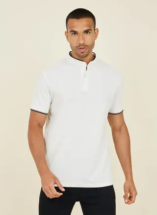 Stand Up Tipping Collar Pique Polo 