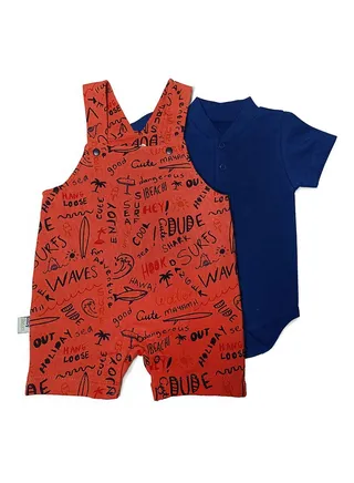 Baby Set - Half Sleeve Jumpsuit - 2 Pieces 