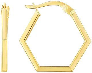 14K Yellow Gold Geometric Hoop Earrings