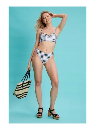 Black Gingham Cup Detail Bikini Set 