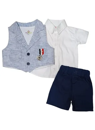 Baby Boys Set - 3 pcs (Shirt, Short & Vest) 