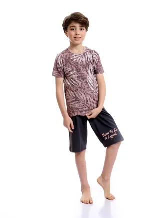 Red Cotton- boys summer Pajama with short -kashmir 