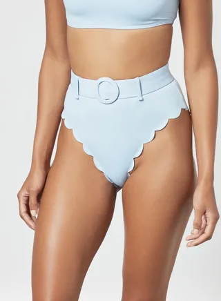 Scallop Edge Bikini Bottoms Pastel Blue 