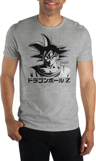 Dragon Ball Z Anime Cartoon Goku Character Grey Graphic Tee - S