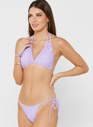Ruched Halter Neck Bikini 
