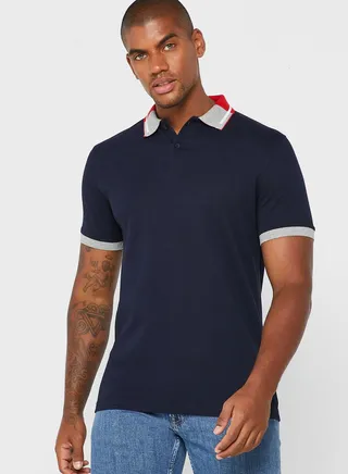 Contrast Collar Polo Shirt 