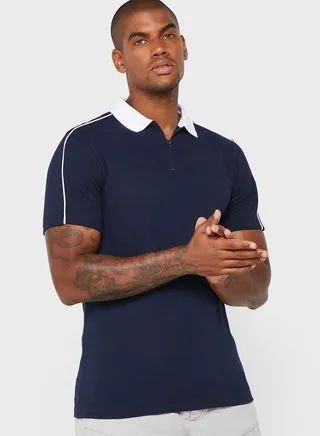 Zip Neck Polo Shirt 