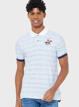 Ombre Waves Aop Textured Polo 