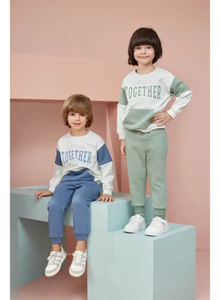 Boys Printed Cotton Set Pants and T-shirt - Green 