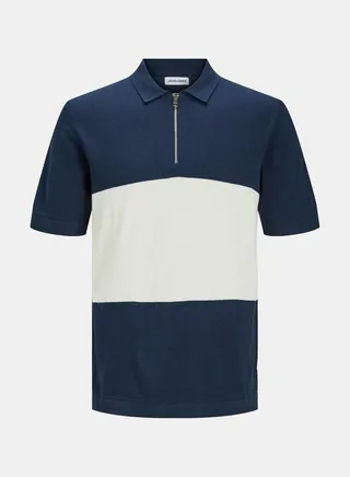 Colorblock Regular Fit Zip Closure Polo 