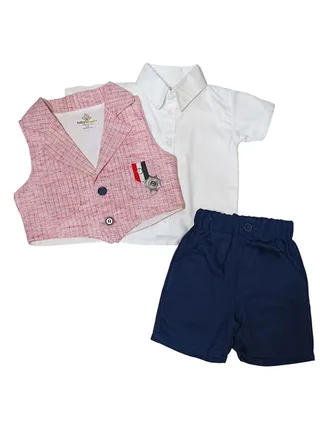 Baby Boys Set - 3 pcs (Shirt, Short & Vest) 
