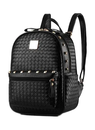 Braided Casual Backpack Black/Gold 