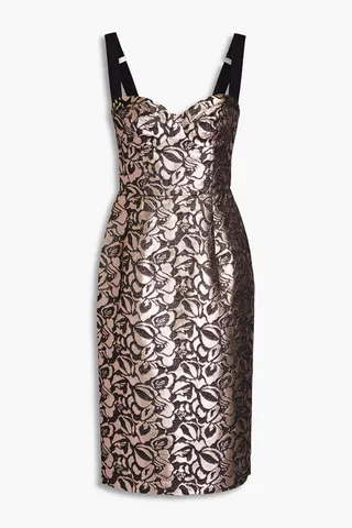 Metallic cotton-blend jacquard dress