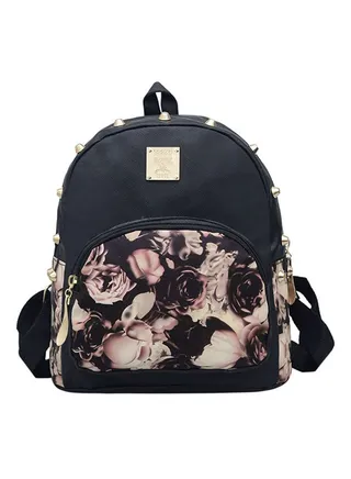 Flower Printed Backpack Blue 