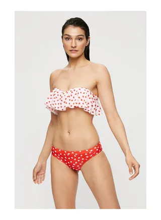 Red And White Heart Frill Bikini Brief 