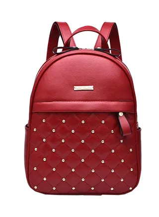 Rivet Check Backpack Red 