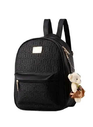 2-Piece Korean Style Backpack Set Black 