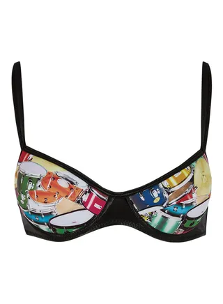 Midnight Rambler Drums Bikini Top White/Black/Blue 