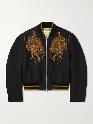 Vamps Embroidered Jersey Bomber Jacket
