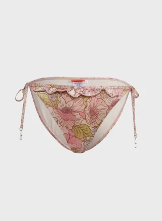 Flower Trim Strappy Bikini Bottom 