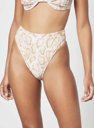 Snakeskin Print Bikini Bottoms Multicolour 