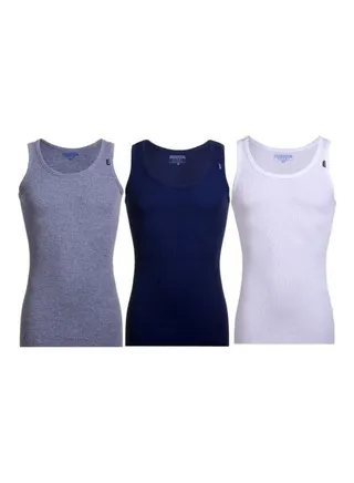 3-Piece Cotton Sleeveless Tank Top Undershirts Set Multicolour 