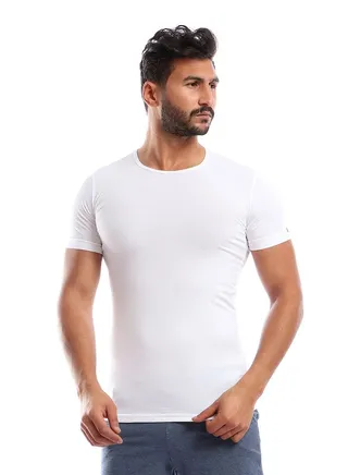 Round Neck for Men - White 