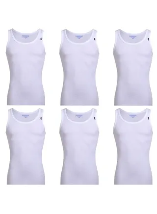 6-Piece Dirby Sleeveless Tank Top Undershirts Set White 