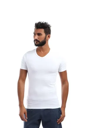 Mesery (V) Neck - For Men -White 