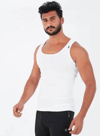 Scoop Neck Derby Solid Undershirt White 