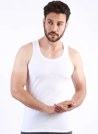 Masters For Men Tank Top Cotton Stretch - White 