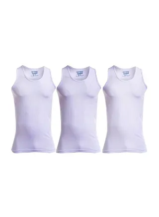 3-Piece Sleeveless Undershirt Set White 