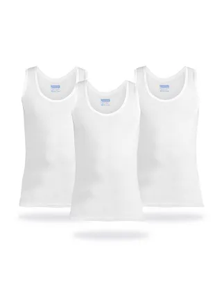 Sleevless Cotton Undershirts Pack Of 3 White 