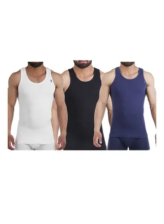 Sleevless Cotton Undershirts Derby Pack Of 3 Multicolour 