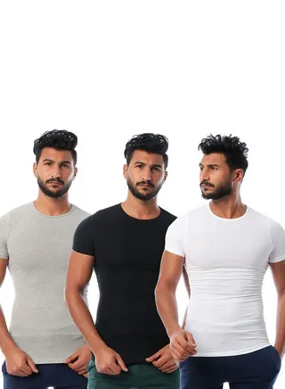 3-Piece Short Sleeves Undershirts Set Multicolour 