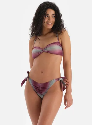 Plunge Neck Front Knot Bikini Top 